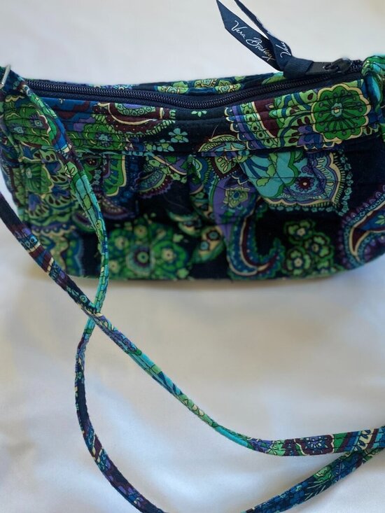 Vera Bradley Handbags - VERA BRADLEY Green Blue Rhapsody Paisley Quilted Bag Purse, EUC